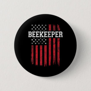Beekeeper American Flag Usa Patriot Patriotic 6 Cm Round Badge