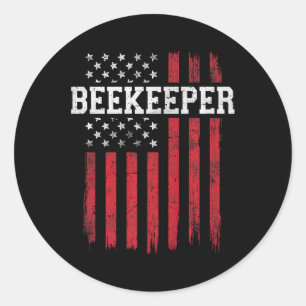 Beekeeper American Flag Usa Patriot Patriotic  Classic Round Sticker