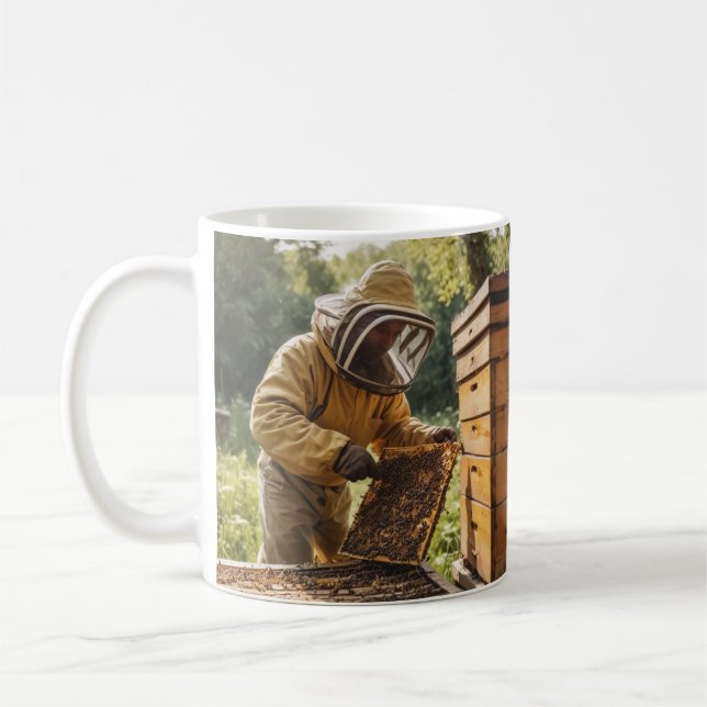 Beekeeper and Beehive Coffee Mug (Left)