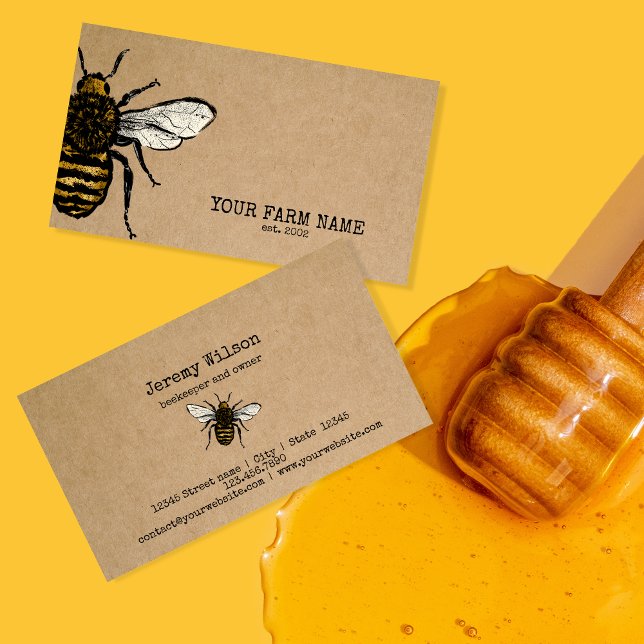 Beekeeper Apiarist Bee Farm Honeybees Honeycomb Business Card (Creator Uploaded)