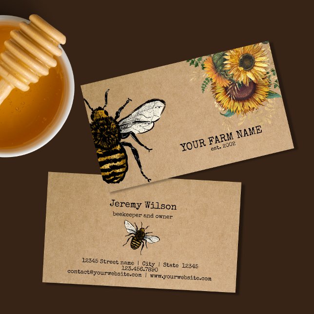 Beekeeper Apiarist Bee Farm Honeybees Honeycomb Business Card (Creator Uploaded)
