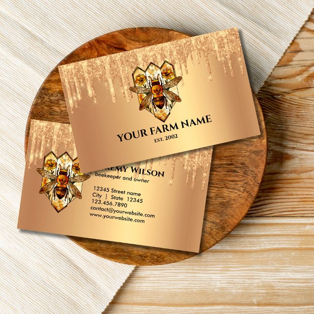 Beekeeper Apiarist Bee Farm Honeybees Honeycomb Business Card (Creator Uploaded)