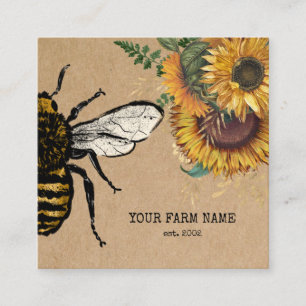 Beekeeper Apiarist Bee Farm Honeybees Honeycomb Square Business Card