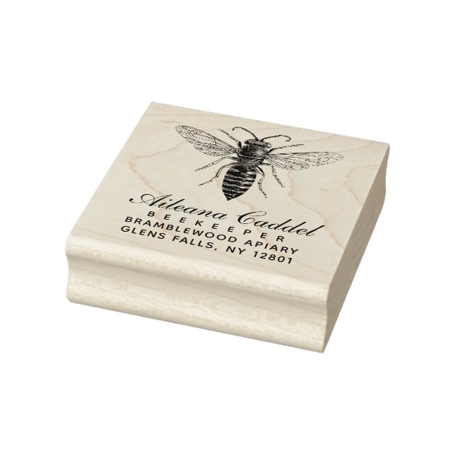 Beekeeper Apiary 1800s Queen Bee Address Rubber Stamp (Stamp)