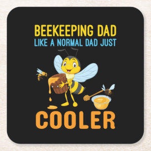 Beekeeper Art BeeKeeping Dad Square Paper Coaster