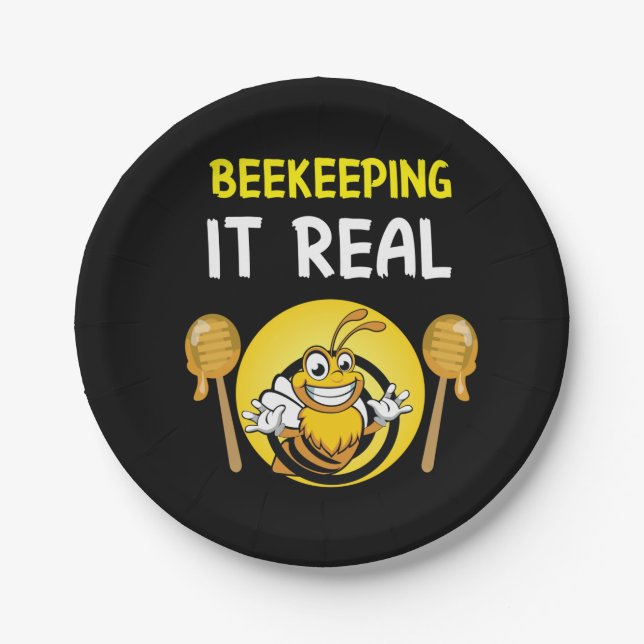 Beekeeper Art BeeKeeping It Real Paper Plate (Front)