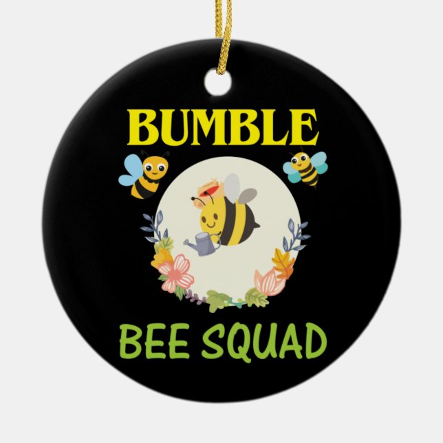 Beekeeper Art Bumble Bee Squad Ceramic Tree Decoration (Front)