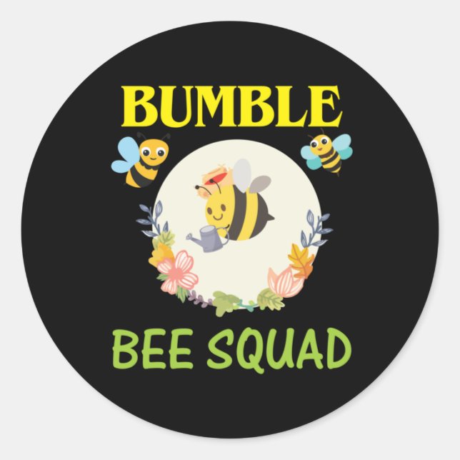 Beekeeper Art Bumble Bee Squad Classic Round Sticker (Front)