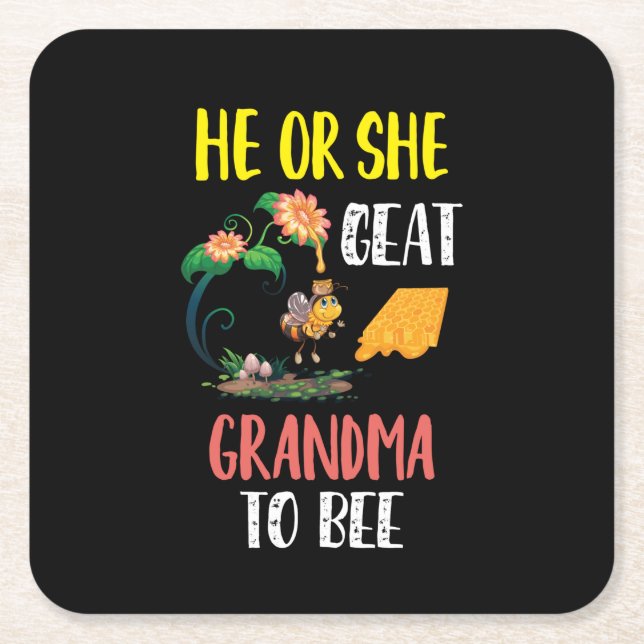 Beekeeper Art Great Grandma To Bee 2 Square Paper Coaster (Front)
