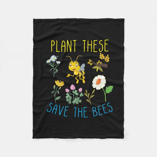 Beekeeper Art Plant These Save The Bees Fleece Blanket (Front)