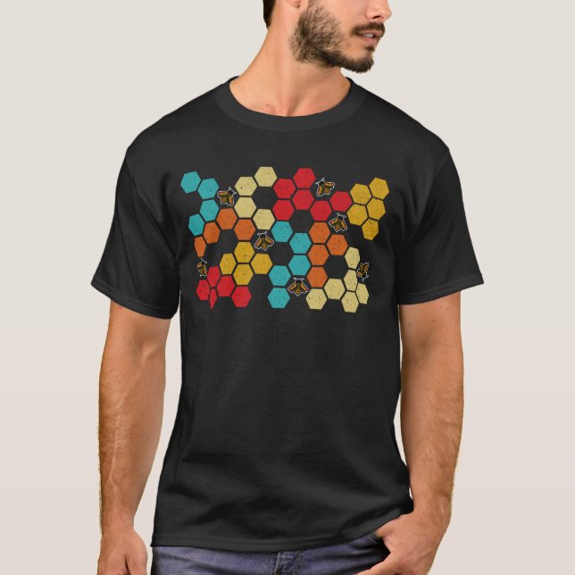 Beekeeper Beekeeping Bee Retro Vintage Honeycomb T-Shirt (Front)