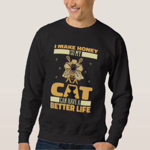 Beekeeper Cat Bee Honey  Honeycomb Beekeeping Sweatshirt
