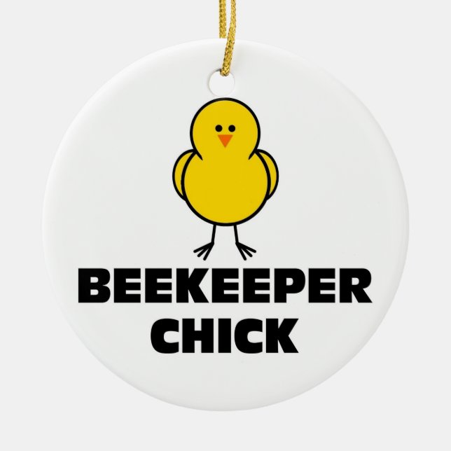 Beekeeper Chick Ceramic Tree Decoration (Front)