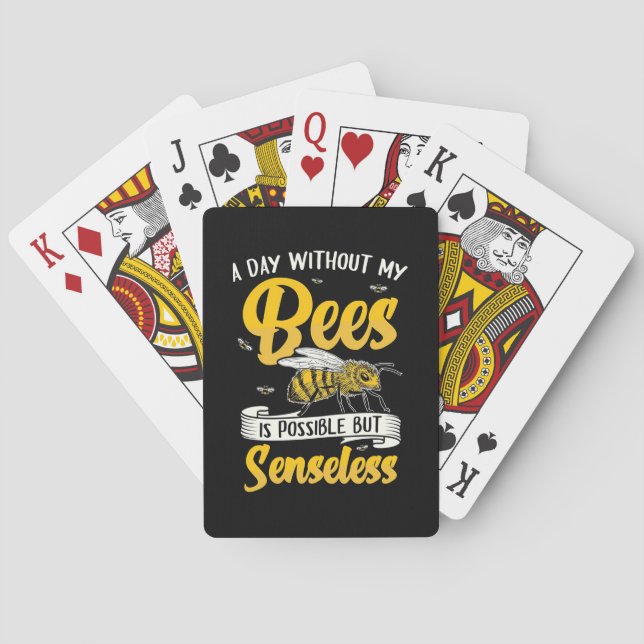 Beekeeper Gift | A Day Without My Bees Playing Cards (Back)