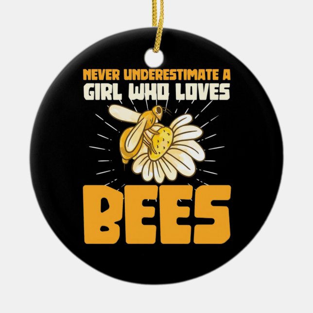 Beekeeper Gift | A Girl Who Loves Bees Ceramic Tree Decoration (Front)