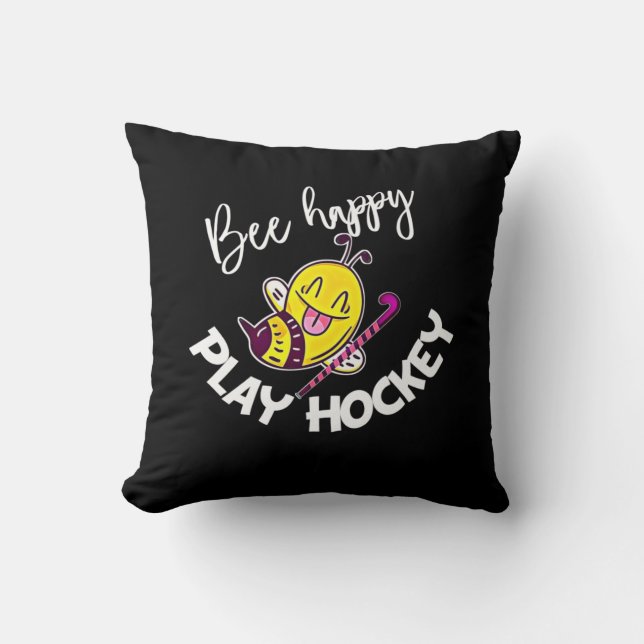 Beekeeper Gift | Bee Happy Play Hockey Cushion (Front)