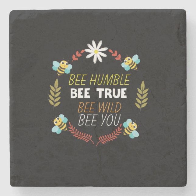 Beekeeper Gift | Bee Humble Bee True Stone Coaster (Front)