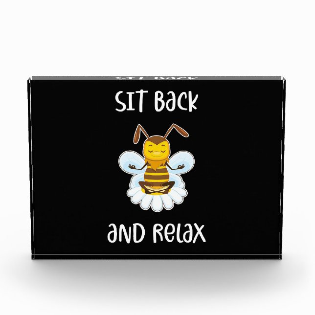 Beekeeper Gift | Bee Yoga Sit Back And Relax Photo Block (Front)