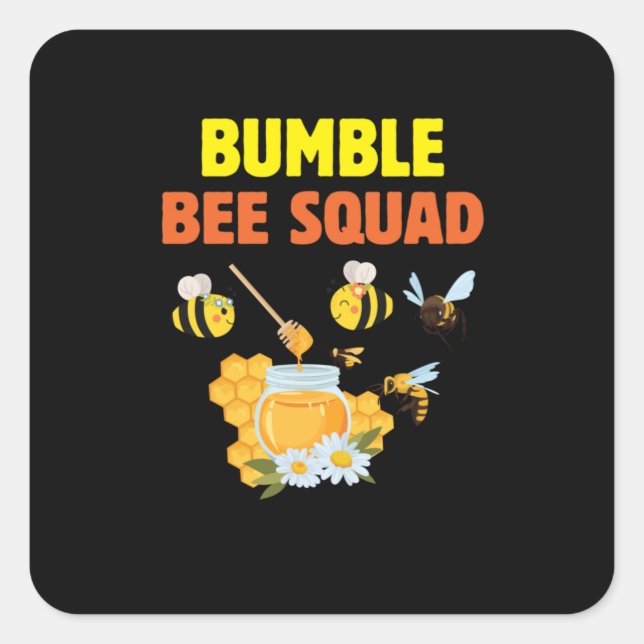 Beekeeper Gift | Bumble Bee Squad Family Square Sticker (Front)