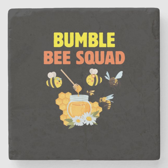 Beekeeper Gift | Bumble Bee Squad Family Stone Coaster (Front)