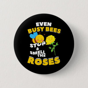Beekeeper Gift   Even Busy Bees 6 Cm Round Badge