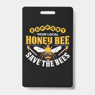 Beekeeper Gift Honey Bee Save The Bees ID Badge