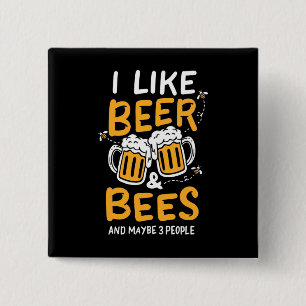 Beekeeper Gift   I Like Beer And Bees 15 Cm Square Badge