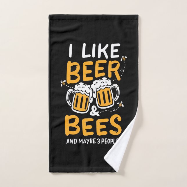 Beekeeper Gift | I Like Beer And Bees Hand Towel (Hand Towel)