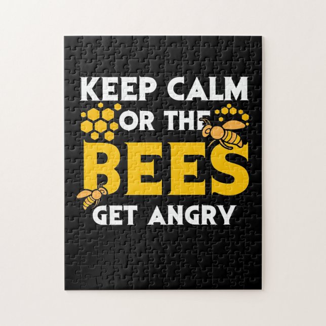 Beekeeper Gift | Keep Calm Or The Bees Get Angry Jigsaw Puzzle (Vertical)