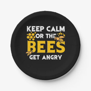 Beekeeper Gift   Keep Calm Or The Bees Get Angry Paper Plate