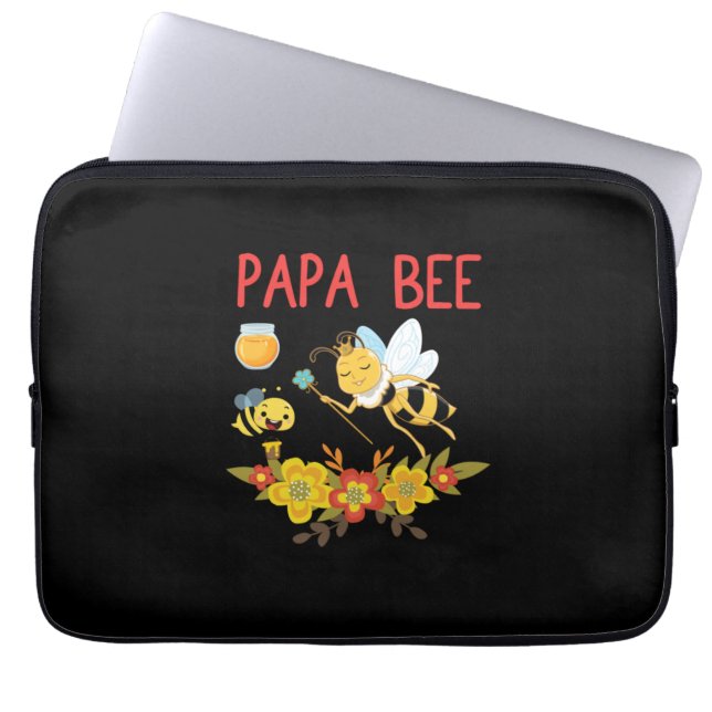 Beekeeper Gift | Papa Bee Flowers Laptop Sleeve (Front)