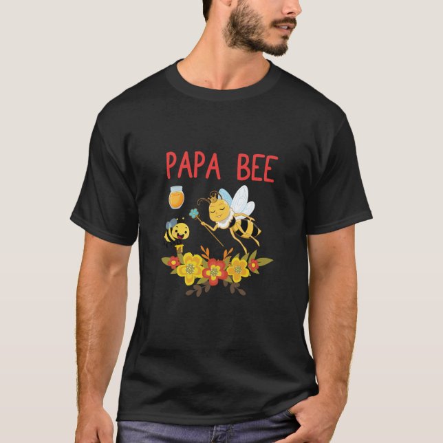Beekeeper Gift | Papa Bee Flowers T-Shirt (Front)