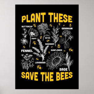 Beekeeper Gift Plant These Save The Bees Poster