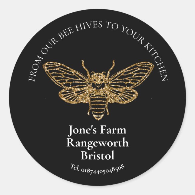 Beekeeper Gold Honey Stickers –Classic Round Honey (Front)