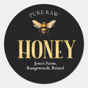 Beekeeper Gold Honey Stickers –Classic Round Honey