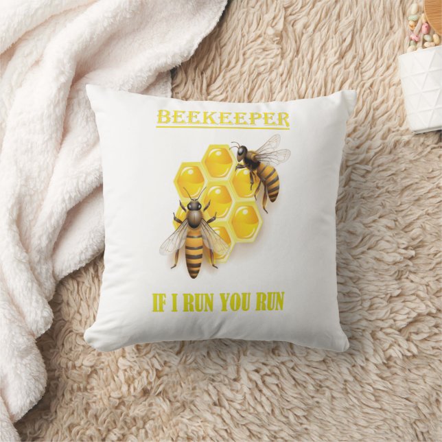 Beekeeper – If I run, you run – Bee – Beekeeping Cushion (Blanket)