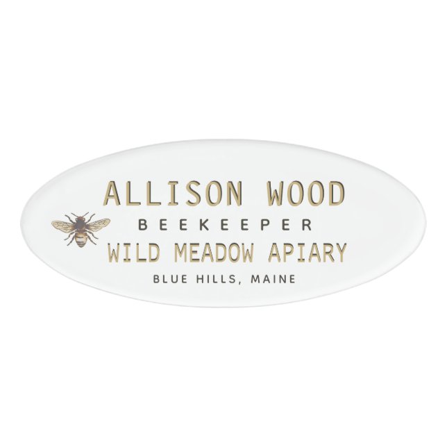 BEEKEEPER NAME TAG with Honeybee (Front)