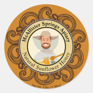 Beekeeper Photo Insert Dark Amber Honey Jar Labels