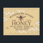 Beekeeper's Apiary Honeycomb Honeybee Yellow  Postcard<br><div class="desc">Apiary Postcard with Honeybee and dotted border on a honey-yellow background.  Use this card to advertise general apiary events on back with elegant honeycomb patterned background.</div>