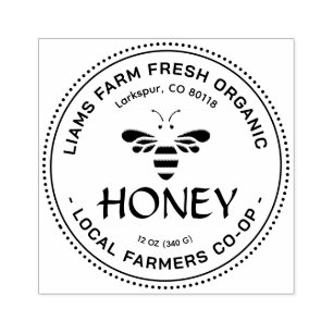 Beekeeper's Honey Stamp with Cute Stylised Bee 