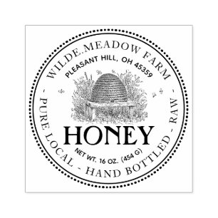 Beekeeper's Honey Stamp with Vintage Skep Apiary