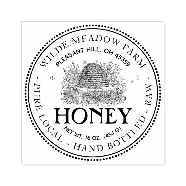 Beekeeper's Honey Stamp with Vintage Skep Apiary (Imprint)