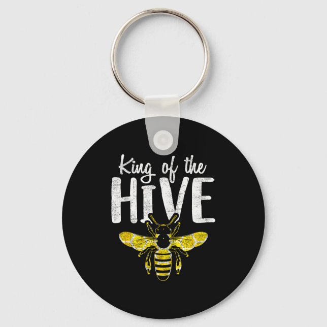 Beekeepers King Of The Hive Funny Bee Whisper Gift Key Ring (Front)