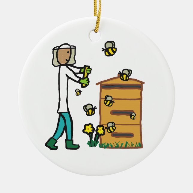 Beekeeping Ceramic Tree Decoration (Front)