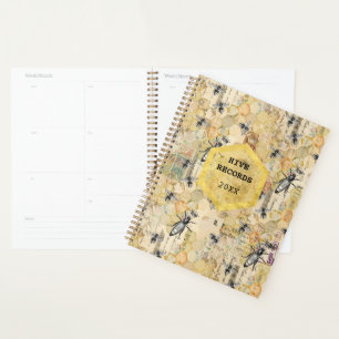 Beekeeping Hive Records Vintage Queen Bee Planner