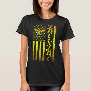 Beekeeping Honeycomb Honey Us Flag 4th Of July Bee T-Shirt