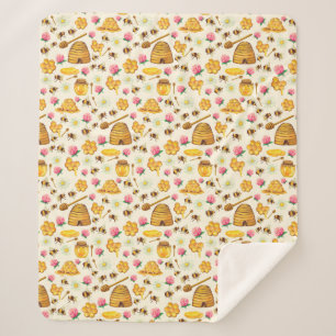 Beekeeping pattern  sherpa blanket