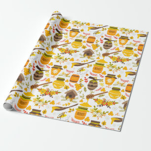 Beekeeping pattern wrapping paper