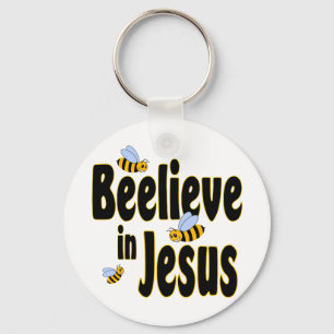 Beelieve in Jesus Black Key Ring