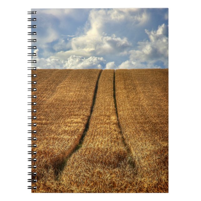 Been and Gone wheat field with Tractor Tracks Spiral Notebook (Front)